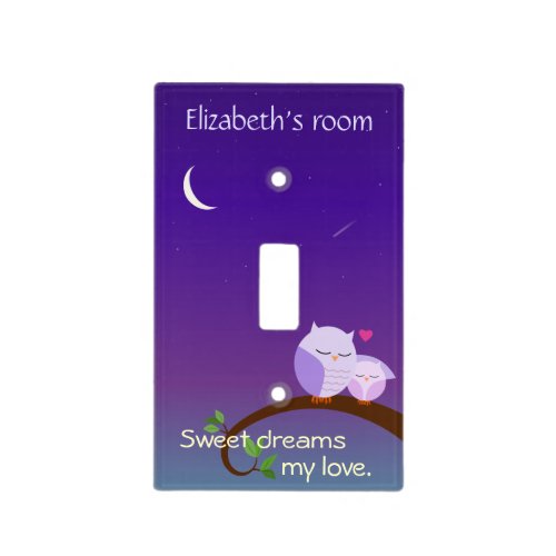 Personalized Evening Owls in Purple Light Switch Cover