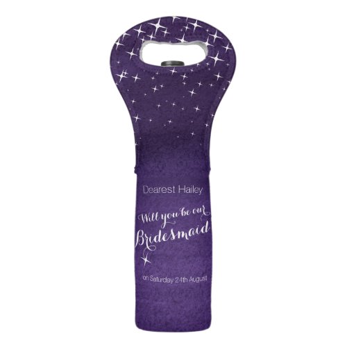 Personalized evening stars wedding wine bag