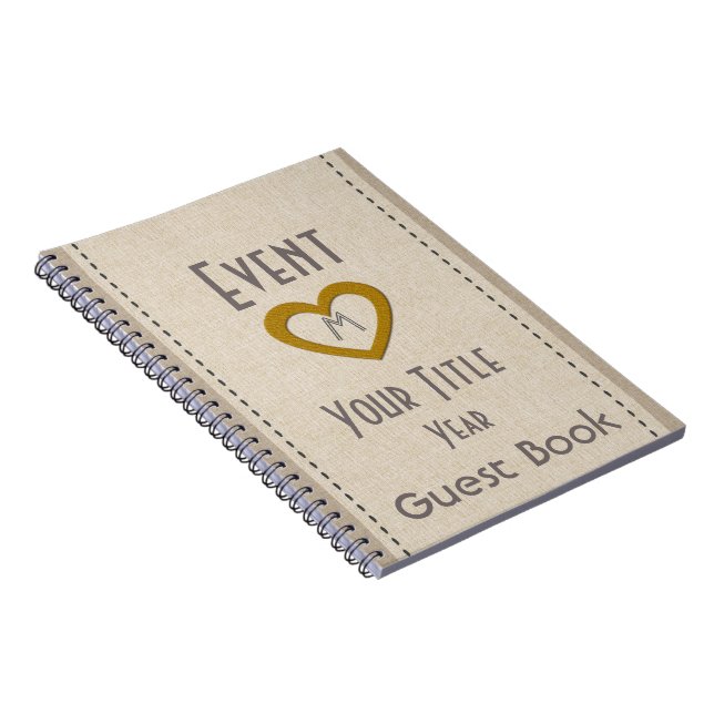 Personalized Event Year Gold Heart Guest Book (Right Side)