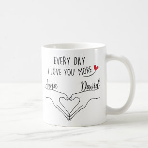 Personalized Everyday I Love You More With Names Coffee Mug