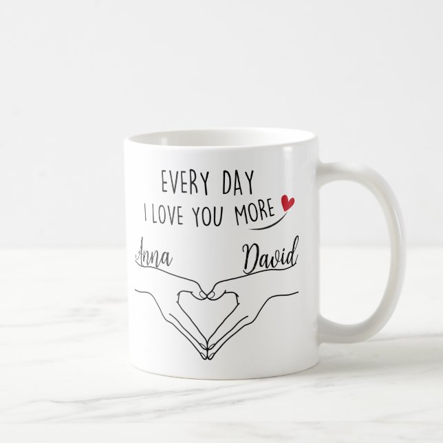 Personalized Everyday I Love You More With Names Coffee Mug (Right)