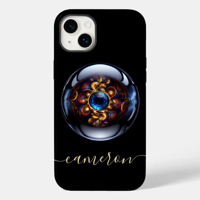 Personalized Evil Eye Dark Blue Case-Mate iPhone Case (Back)