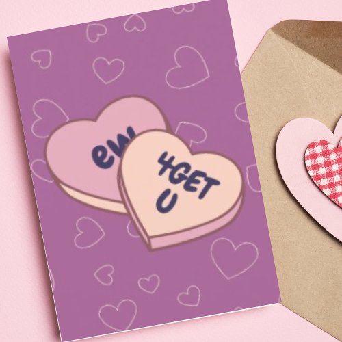 Personalized Ew Candy Heart Modern Anti Valentines Holiday Card