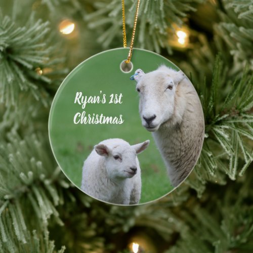 Personalized Ewe Lamb Photo Christmas Ornament