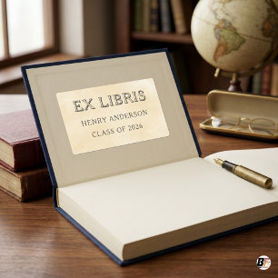 Personalized Ex Libris Bookplate Vintage Parchment