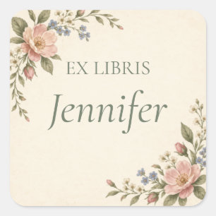 Personalized Ex Libris Floral Bookplate
