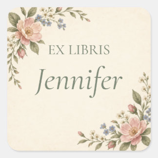 Personalized Ex Libris Floral Bookplate