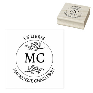 Personalized Ex Libris Monogram Book Rubber Stamp