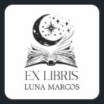 Personalized Ex Libris with a Book and Stars Square Sticker<br><div class="desc">Personalized Ex Libris with a Book and Stars -  From the library of</div>