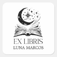Personalized Ex Libris with a Book and Stars