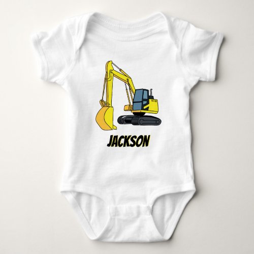 Personalized Excavator Construction Vehicle Baby Bodysuit