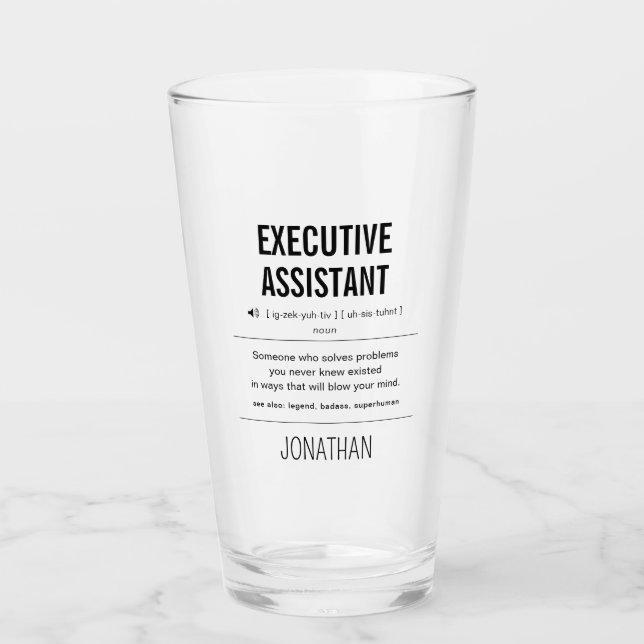 Personalized Executive Assistant Funny Glass (Front)