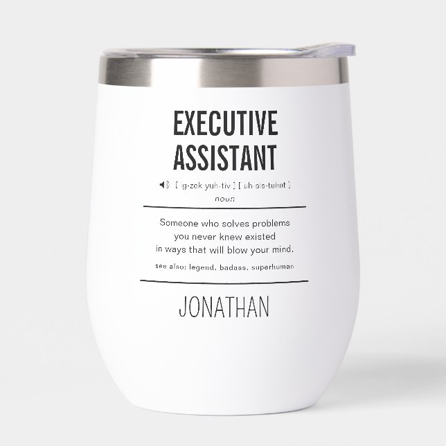 Personalized Executive Assistant Funny Thermal Wine Tumbler (Left)
