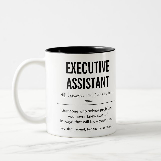 Personalized Executive Assistant Funny Two-Tone Coffee Mug (Left)