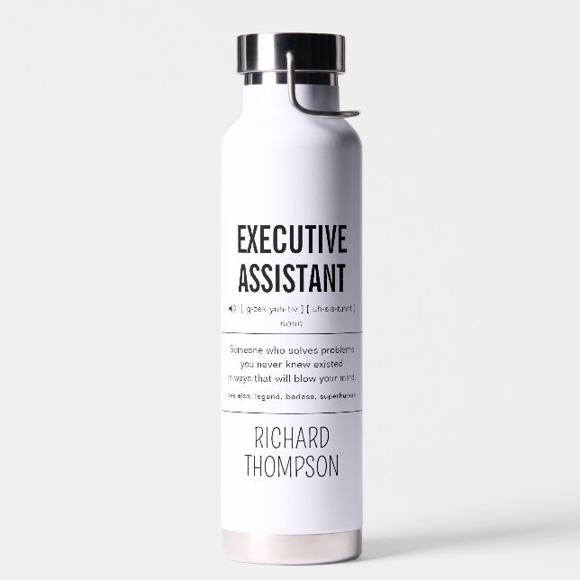 Personalized Executive Assistant Funny Water Bottle (Left)