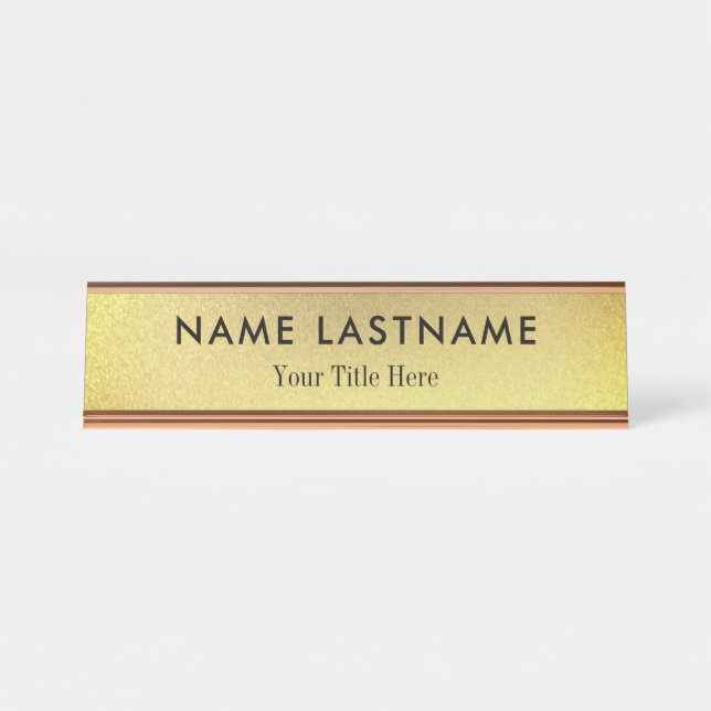 Personalized Executive Office Custom Gold Desk Name Plate (Front)