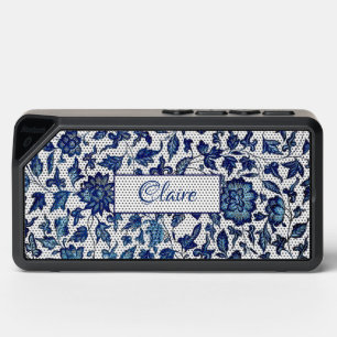 Personalized Exotic Chic Blue & White Floral Bluetooth Speaker