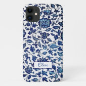 Personalized Exotic Chic Blue & White Floral Case-Mate iPhone Case (Back)
