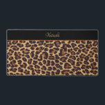 Personalized Exotic Faux Leopard Fur Print Desk Mat<br><div class="desc">Exotic,  trendy and always stylish and glam faux leopard print in shades of tan,  gold and black. Optional bordered band with editable text field for personalization.</div>