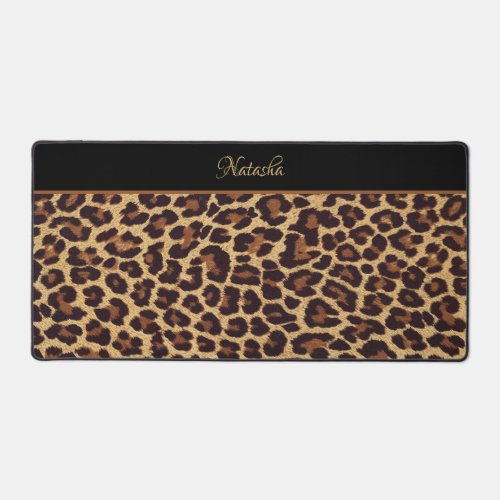 Personalized Exotic Faux Leopard Fur Print Desk Mat