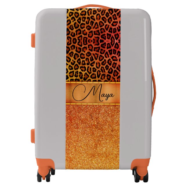 Personalized Exotic Orange and Gold Leopard Luggage (Front)