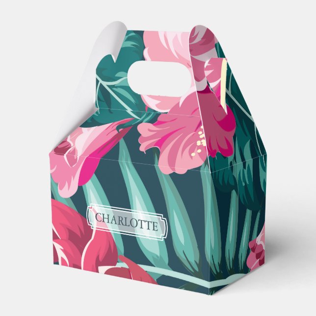 Personalized Exotic Summer Floral Favor Boxes (Front Side)
