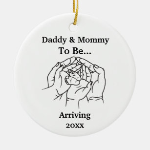 Personalized Expecting Parents Daddy And Mommy  Ce Ceramic Ornament