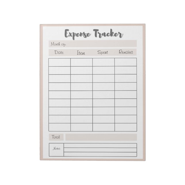Personalized Expense Trackers Notepad (Rotated)