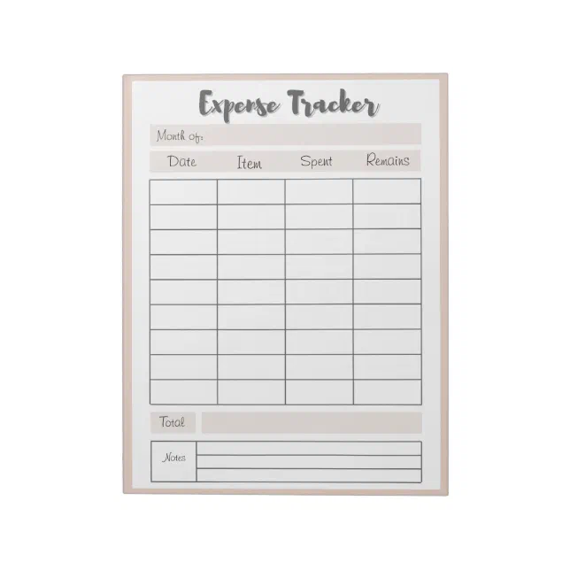 Personalized Expense Trackers Notepad | Zazzle