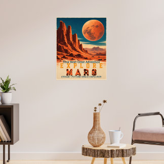 Personalized Explore Mars Vintage Retro Space Poster