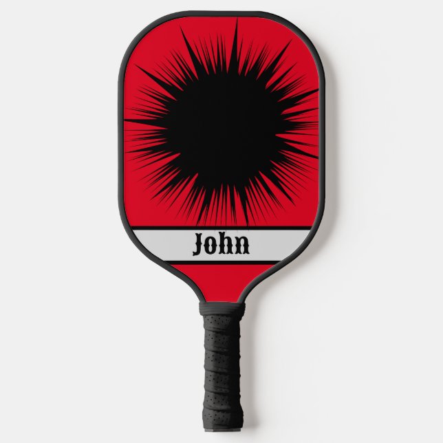 Personalized Explosion Red & Black  Pickleball Paddle (Front)