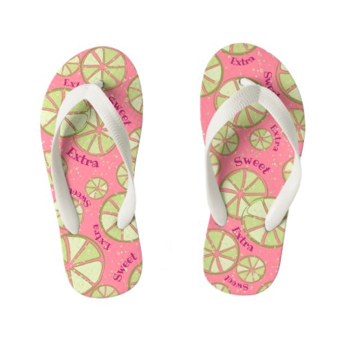 Personalized Extra Sweet Fun Lemonade Soft Pink Kids Flip Flops