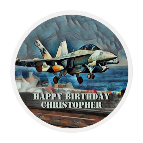 Personalized FA_18 Super Hornet Jet Birthday Edible Frosting Rounds