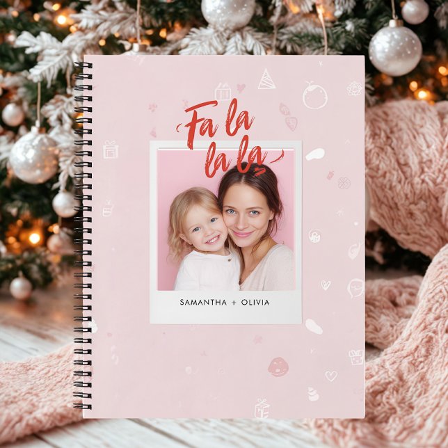 Personalized Fa La La La Pink Christmas Photo Notebook (Creator Uploaded)