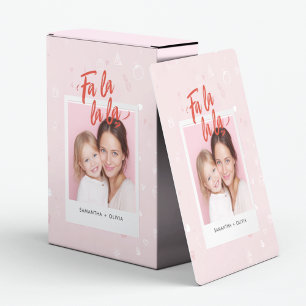 Personalized Fa La La La Pink Christmas Photo Poker Cards