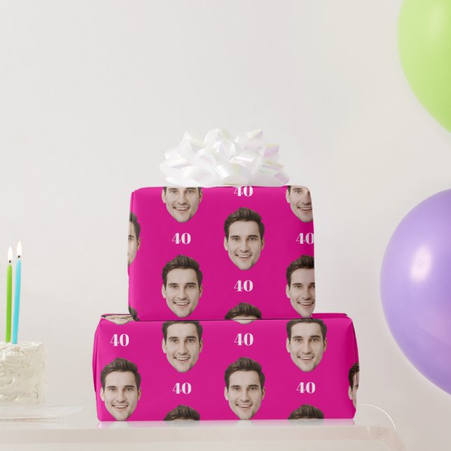 Personalized Face 10th 20th 30th 40 Birthday Party Wrapping Paper (Party Gifts)