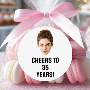 Personalized Face 20th 30th 40th 50 Birthday Party Classic Round Sticker