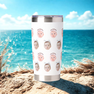 Personalized Face 2 Photos, Custom Face, Dad Mom Insulated Tumbler