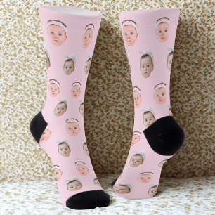 Personalized Face 2 Photos, Custom Face, Dad Mom Socks