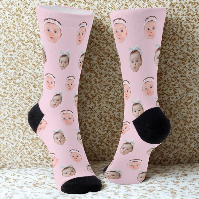 Personalized Face 2 Photos, Custom Face, Dad Mom  Socks (Creator Uploaded)