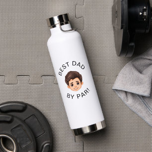 Personalized Face Best Dad By Par New Dad  Water Bottle