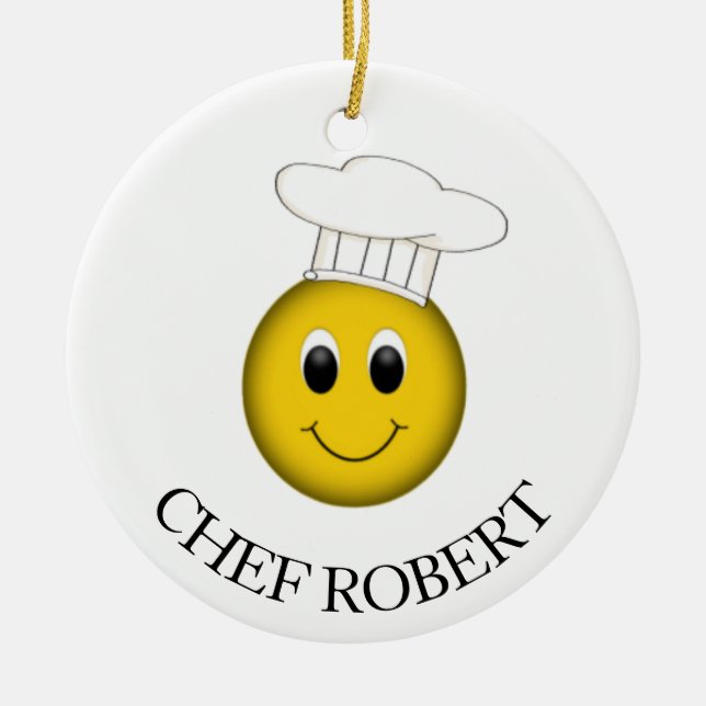 Personalized Face Chef Ceramic Ornament (Front)