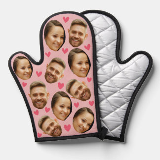 Personalized Face Custom Photo Heart Couple Blush Oven Mitt
