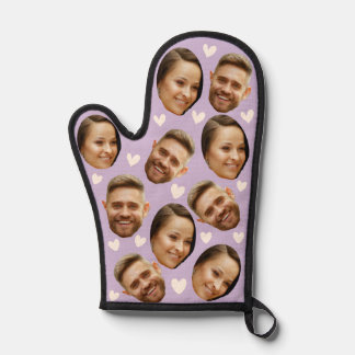 Personalized Face Custom Photo Heart Couple Lilac Oven Mitt