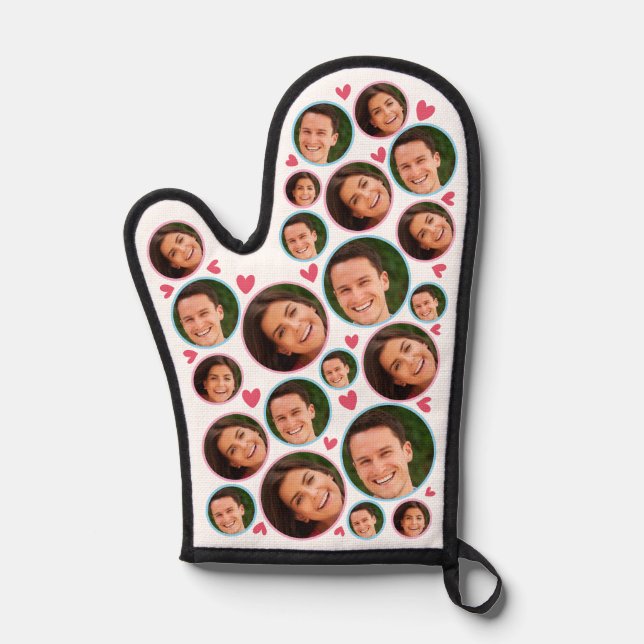 Personalized Face Custom Photo With Heart Couple Oven Mitt (Front)