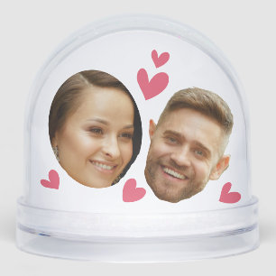 Personalized Face Custom Photo With Heart Couple Snow Globe