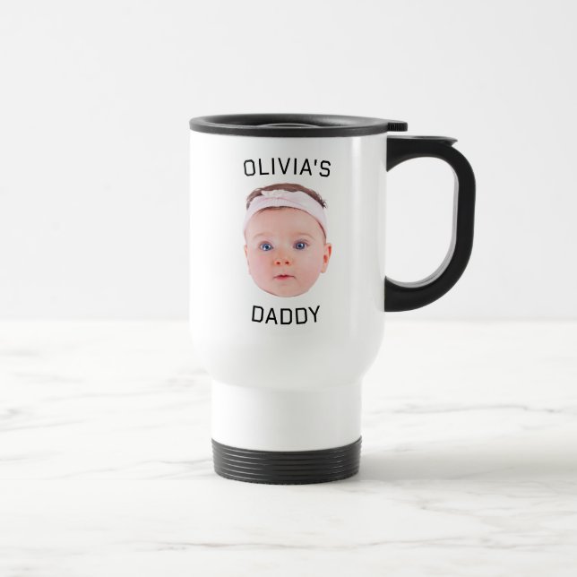 Personalized Face Mug, Custom Baby Mug, Dad Gift Travel Mug (Right)