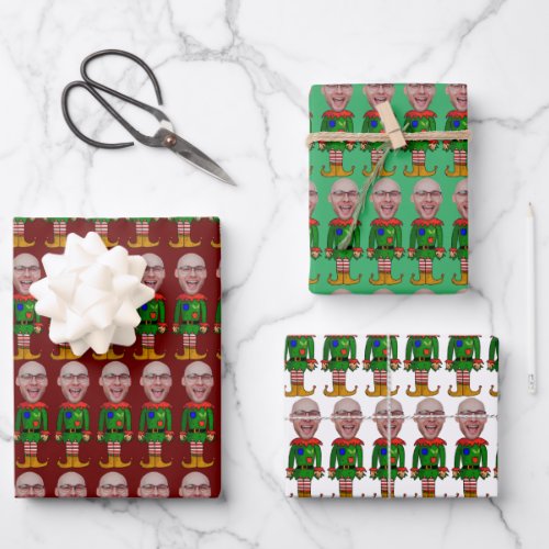 Personalized Face Photo Elf Custom Face Christmas Wrapping Paper Sheets