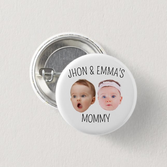 Personalized Face Photo Kids, Mother's Day Gift Button (Front & Back)