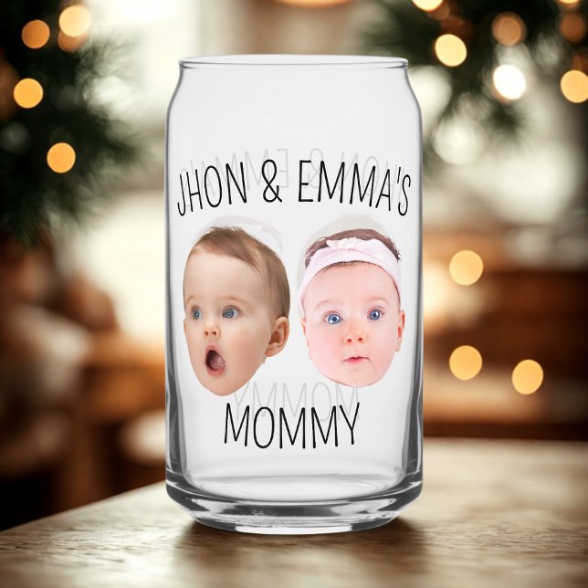 Personalized Face Photo Kids, Mother's Day Gift Can Glass (Creator Uploaded)